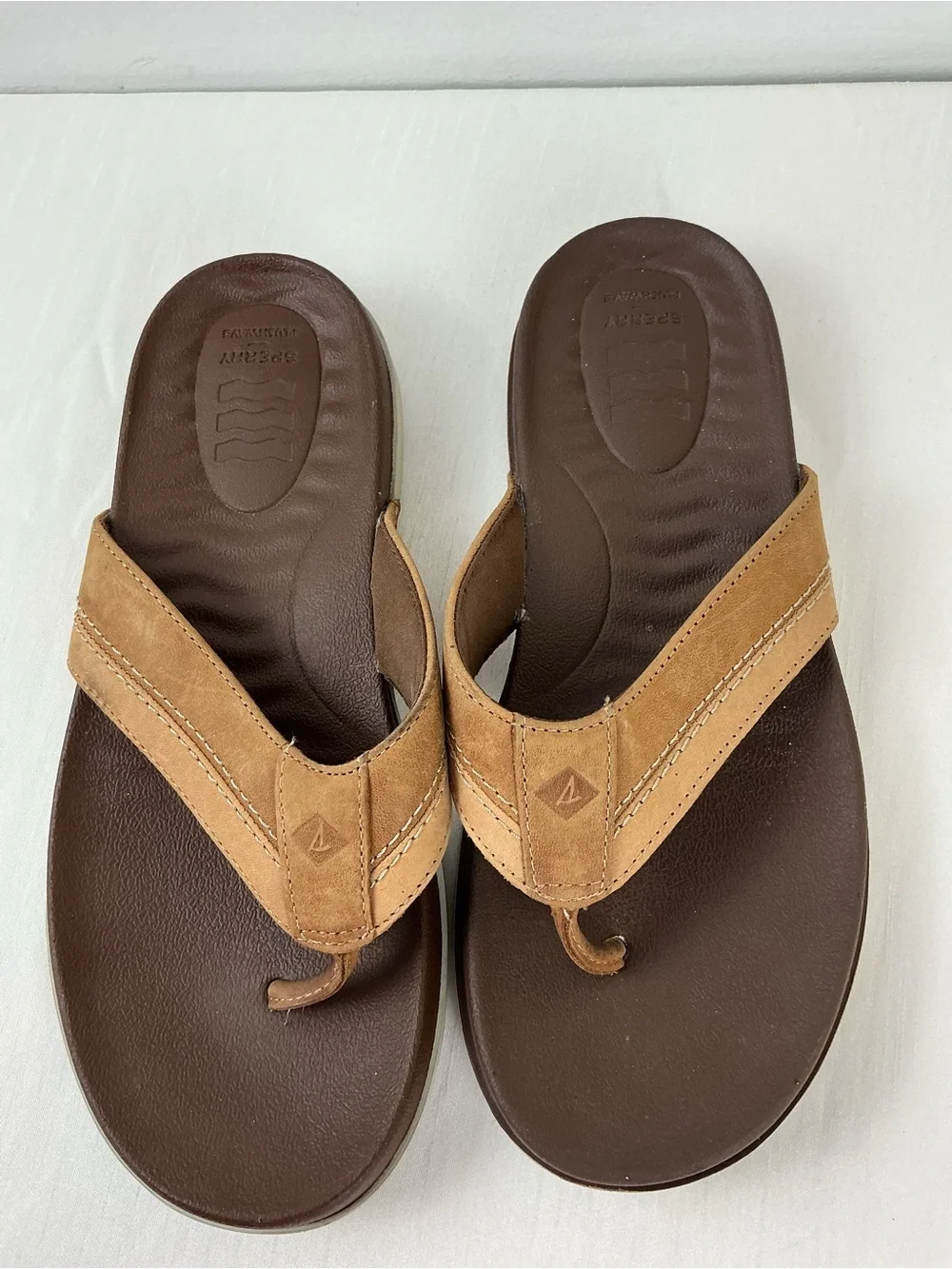 Sperry Men's Leather Flip Flops Thong Sandals Size 8